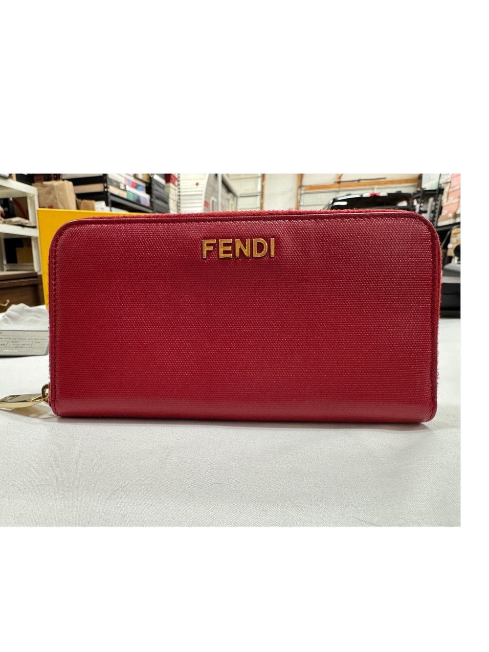 Fendi Red Continental Zip Around Wallet -Full inclusion